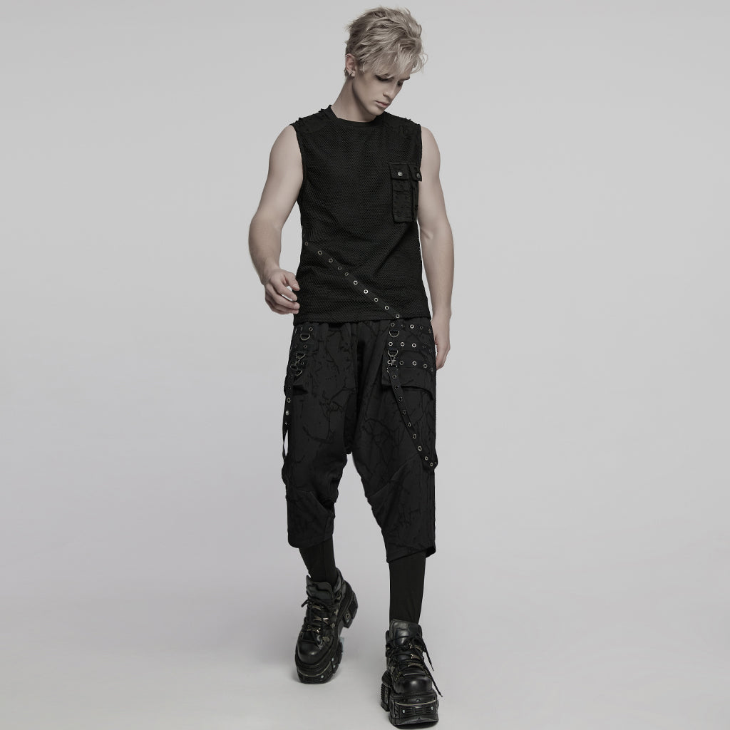 WT-1007BXM Edgy Punk Vests with Rivet Detailing and Chest Pocket Design