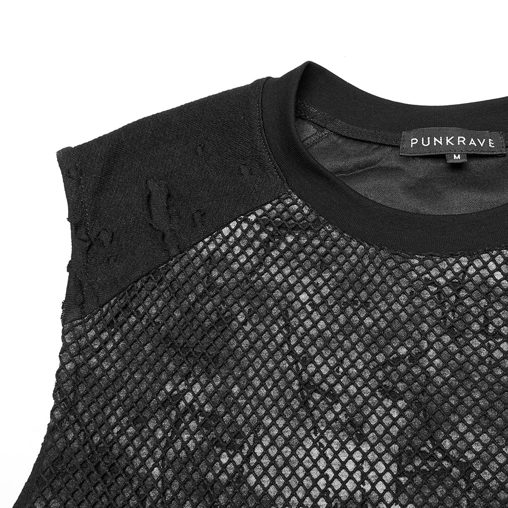 WT-1007BXM Edgy Punk Vests with Rivet Detailing and Chest Pocket Design