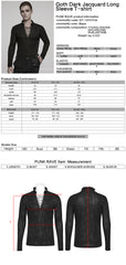 WT-1015TCM Gothic T-Shirts Lace-Up Embroidered Long Sleeve Top Men