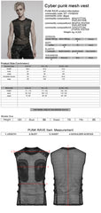 WT-1016BXM Edgy Mesh Punk Vests with Shoulder Armor Design