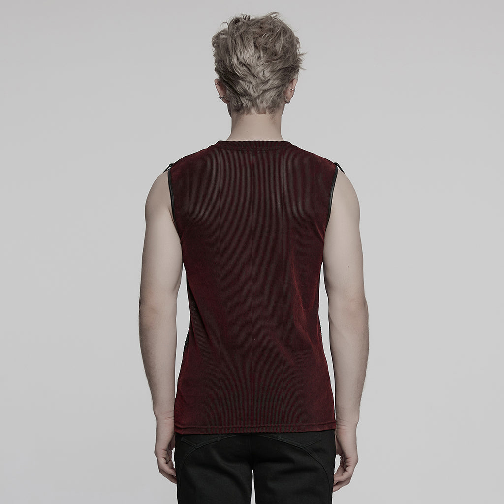 WT-1017BXM Edgy Black Punk Vests with Stud Accents for Men