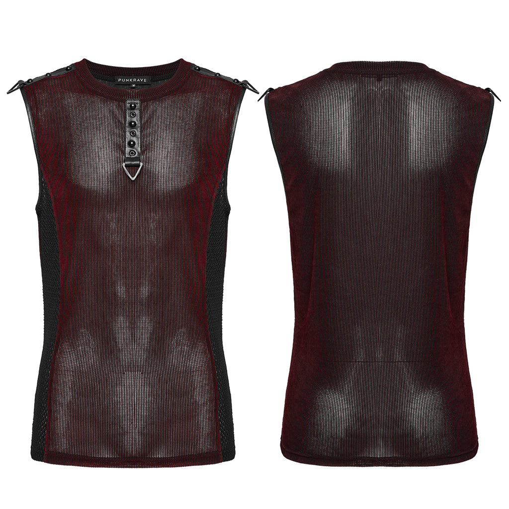 WT-1017BXM Edgy Black Punk Vests with Stud Accents for Men