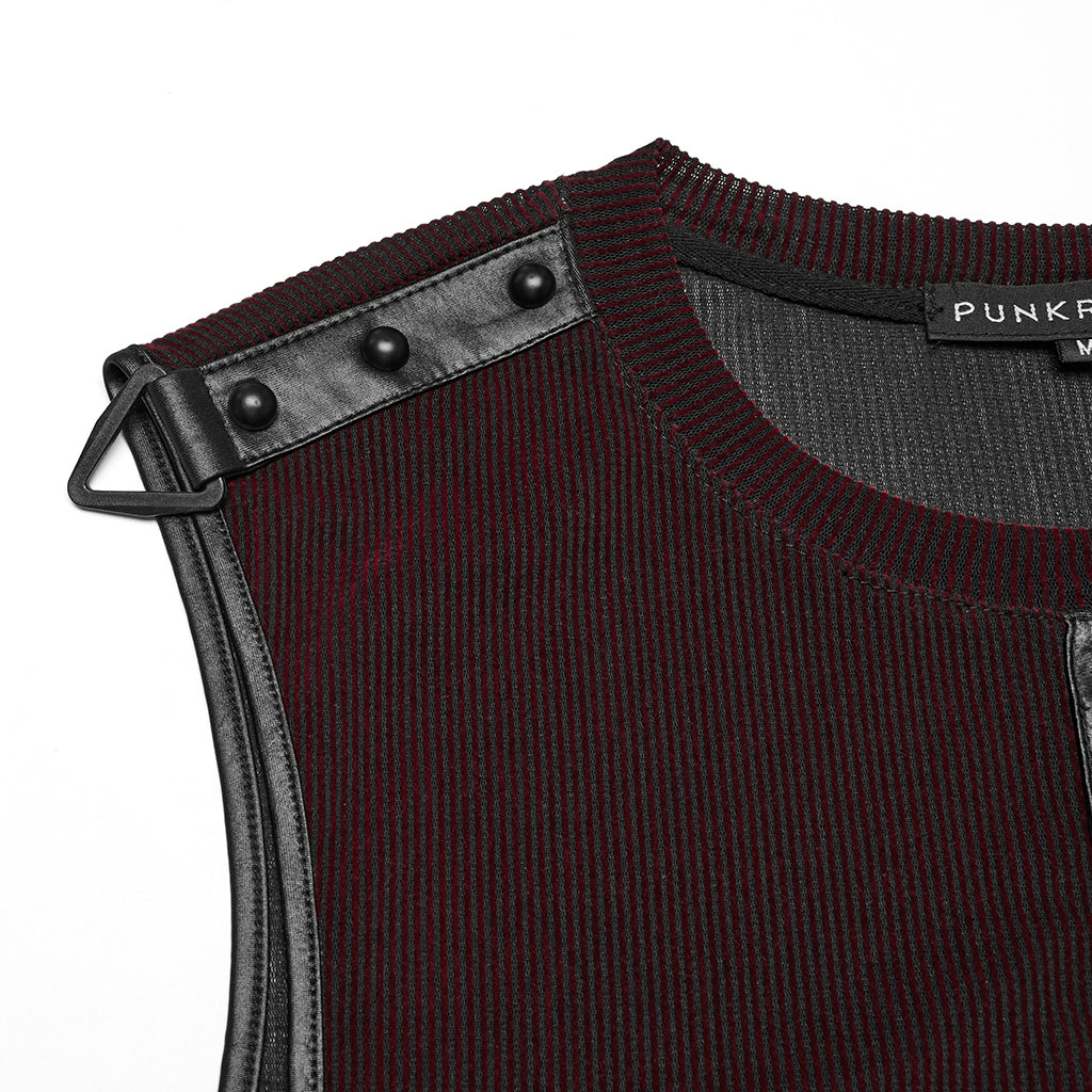 WT-1017BXM Edgy Black Punk Vests with Stud Accents for Men