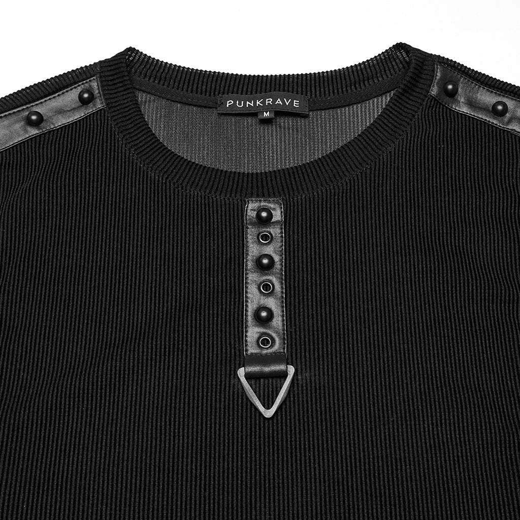 WT-1017BXM Edgy Black Punk Vests with Stud Accents for Men