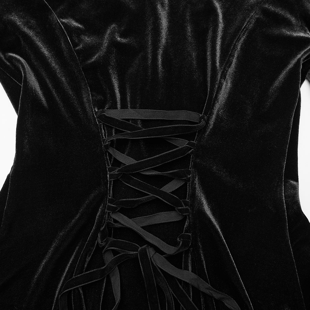 WT-1021TCF Gothic Jacket Victorian Velvet Lace Flared Sleeve Coat