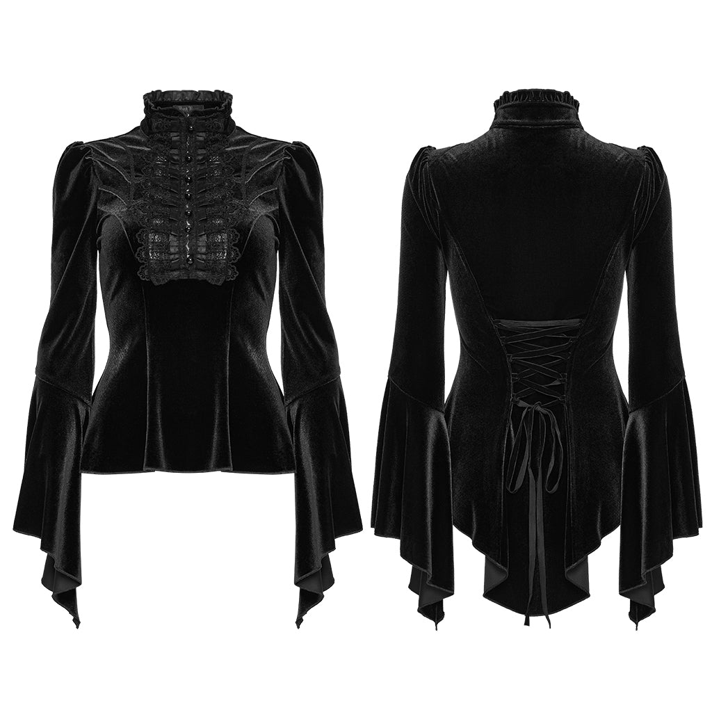 WT-1021TCF Gothic Jacket Victorian Velvet Lace Flared Sleeve Coat