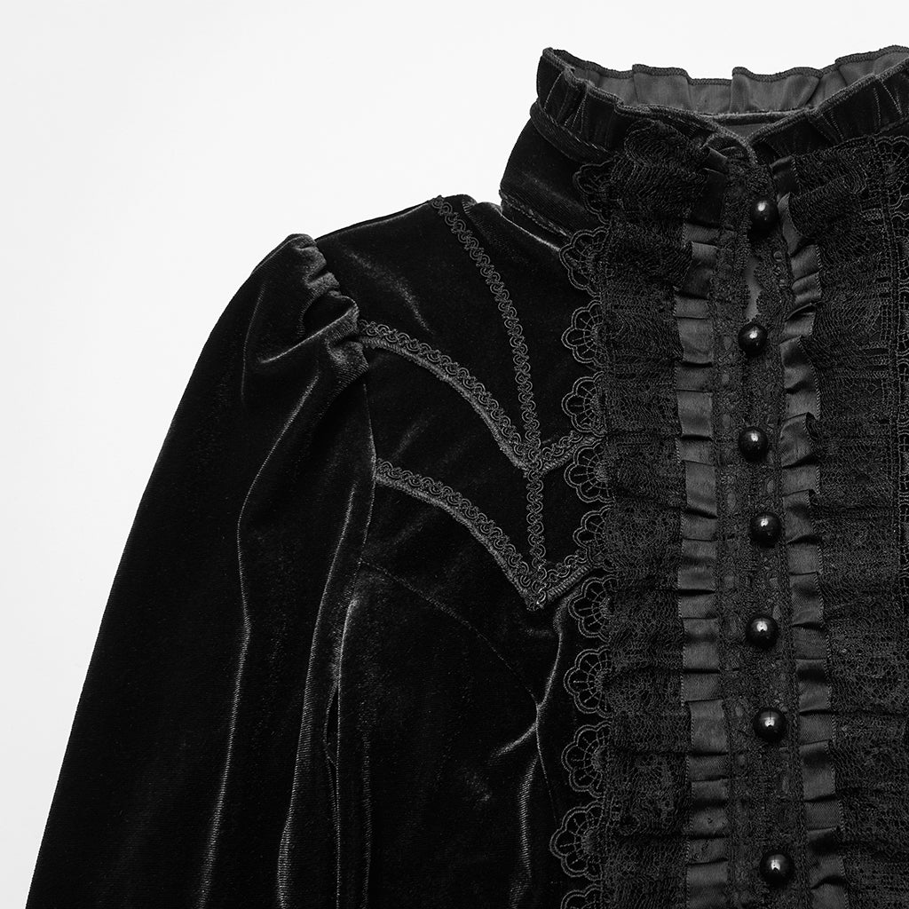 WT-1021TCF Gothic Jacket Victorian Velvet Lace Flared Sleeve Coat