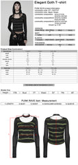 WT-1022TCF Edgy Gothic T-Shirt with Mesh Sleeves and Distressed Stripes