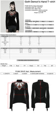 WT-1023TCF Velvet Gothic T-Shirts Mesh Hearts Lace Design Long Sleeve