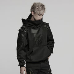 WT-1024WYM Rebel Punk Sweater Goth Harness Buckle Detail Hoodie