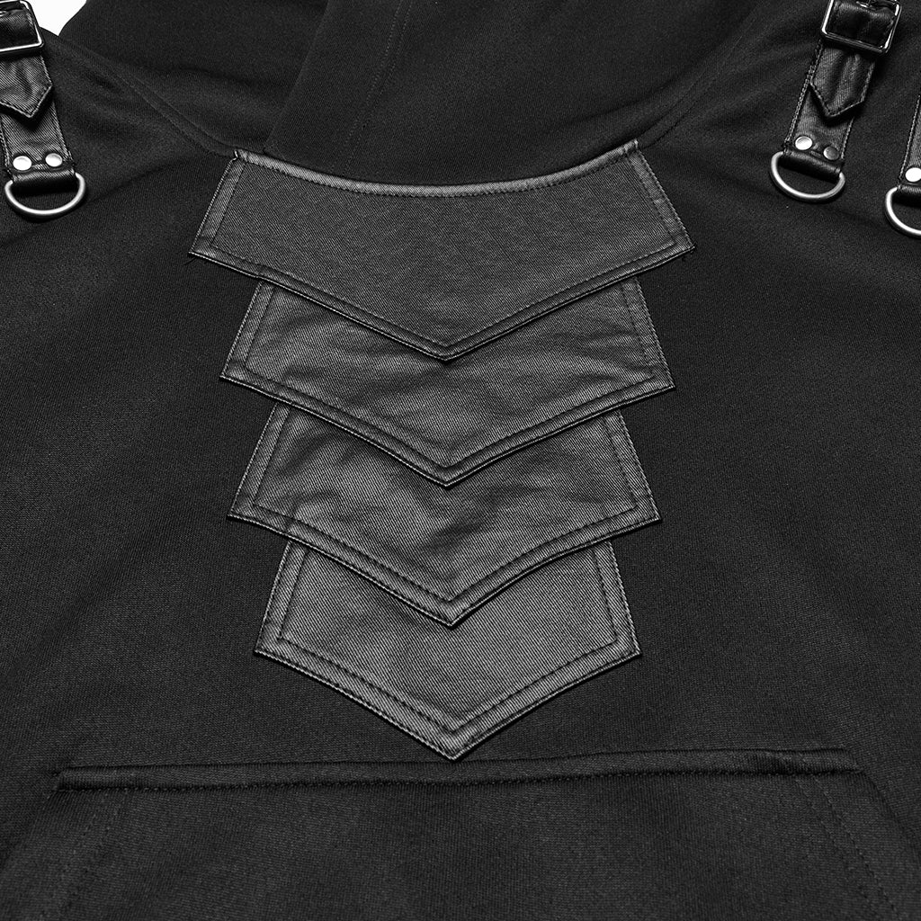 WT-1024WYM Rebel Punk Sweater Goth Harness Buckle Detail Hoodie