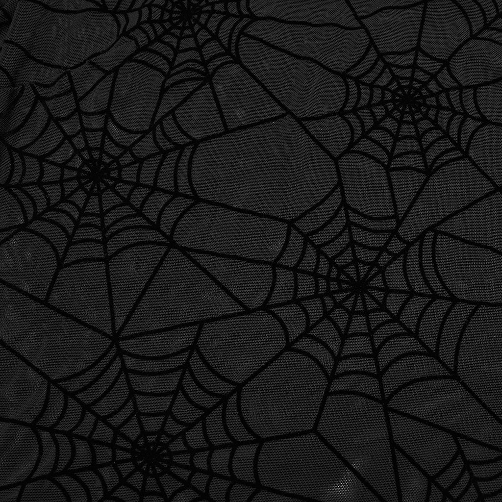 WT-1029TCF Gothic T-Shirts Sheer Spiderweb Long Sleeve Top Choker Set