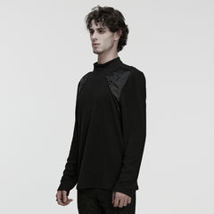 WT-1041TCM Vintage Gothic T-Shirts Dark Lace Shoulder Long Sleeve Top