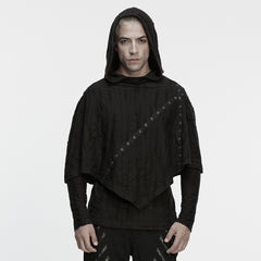 WT-1047TCM Gothic Hooded Punk T-Shirts with Rivet Accent Design