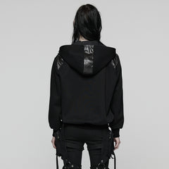 WT-1059WYF Edgy Gothic Punk Sweater with Lace-up Leather Details Hood