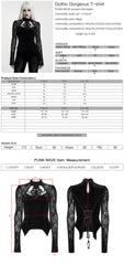 WT-1114TCF Black Velvet Lace Sleeve Gothic T Shirts Victorian Elegance Women s Top
