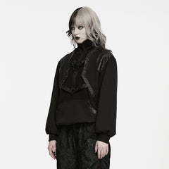 WT-1118WYF Gothic Buckle Harness Punk Sweater with Leather Accents