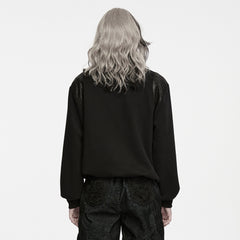 WT-1118WYF Gothic Buckle Harness Punk Sweater with Leather Accents