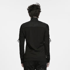 WT-1125TCM Gothic Punk T Shirts with Textured Snake Pattern and Lace Up Sleeves