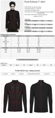 WT-1126TCM Gothic Lace Detail Striped Black Red Long Sleeve Punk T Shirts