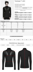 WT-1131TCM Men s Black High Collar Gothic Punk T Shirts with Armor Details
