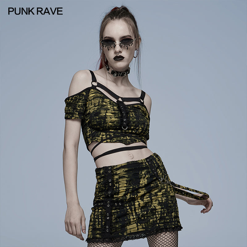 WT-707BXF Gothic knitted print T-shirt?-??Punk Rave Clothing