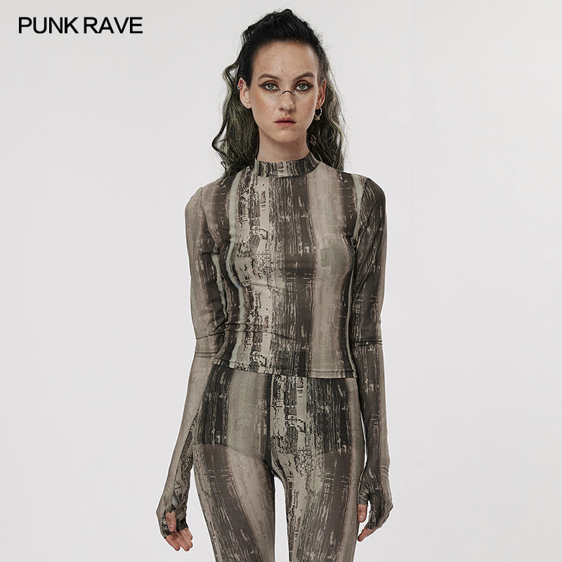 WT-755TCF The Post-apocalyptic Techwear Tight Mesh T-shirt?-??Punk Rave Clothing