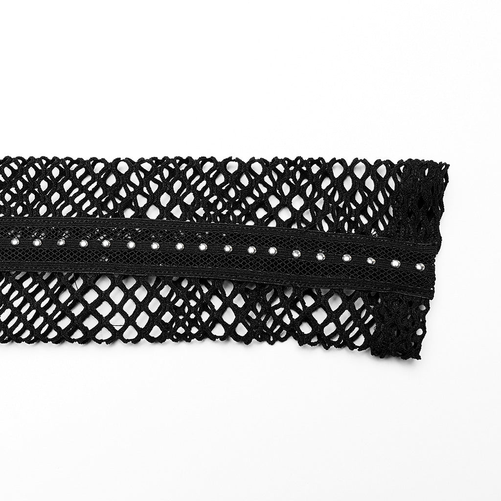 WT-760TCF Gothic Fishnet Long Sleeve Punk T-Shirt Zippered Design?-??Punk Rave Clothing