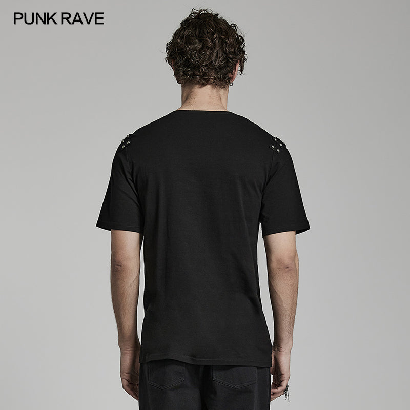 WT-792TDM Punk daily drop collar T-shirt