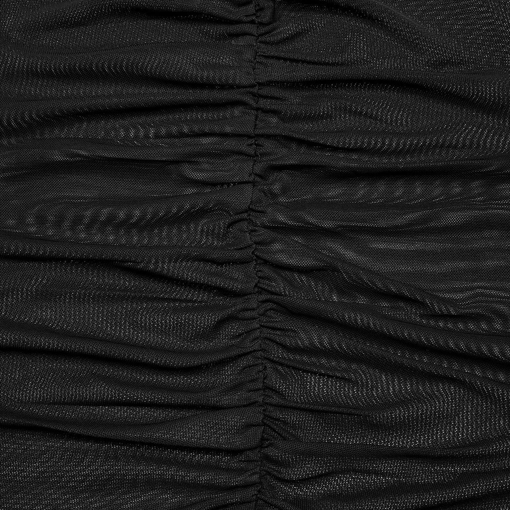 WT-800TCF Sheer Gothic Mesh Ruched Long Sleeve T-Shirt?-??Punk Rave Clothing