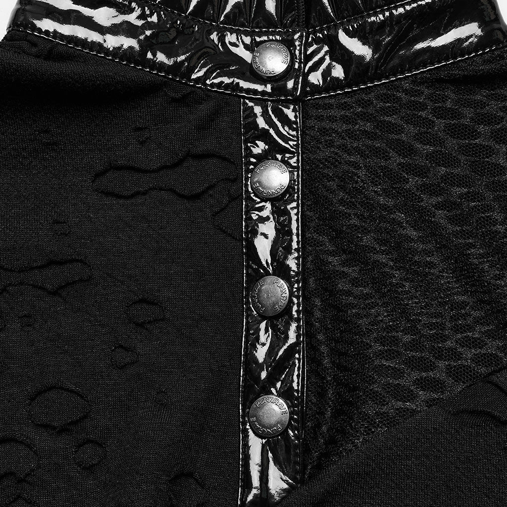 WT-811TCF Gothic Asymmetrical Distressed Punk Long Sleeve Top?-??Punk Rave Clothing