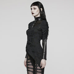 WT-811TCF Gothic Asymmetrical Distressed Punk Long Sleeve Top