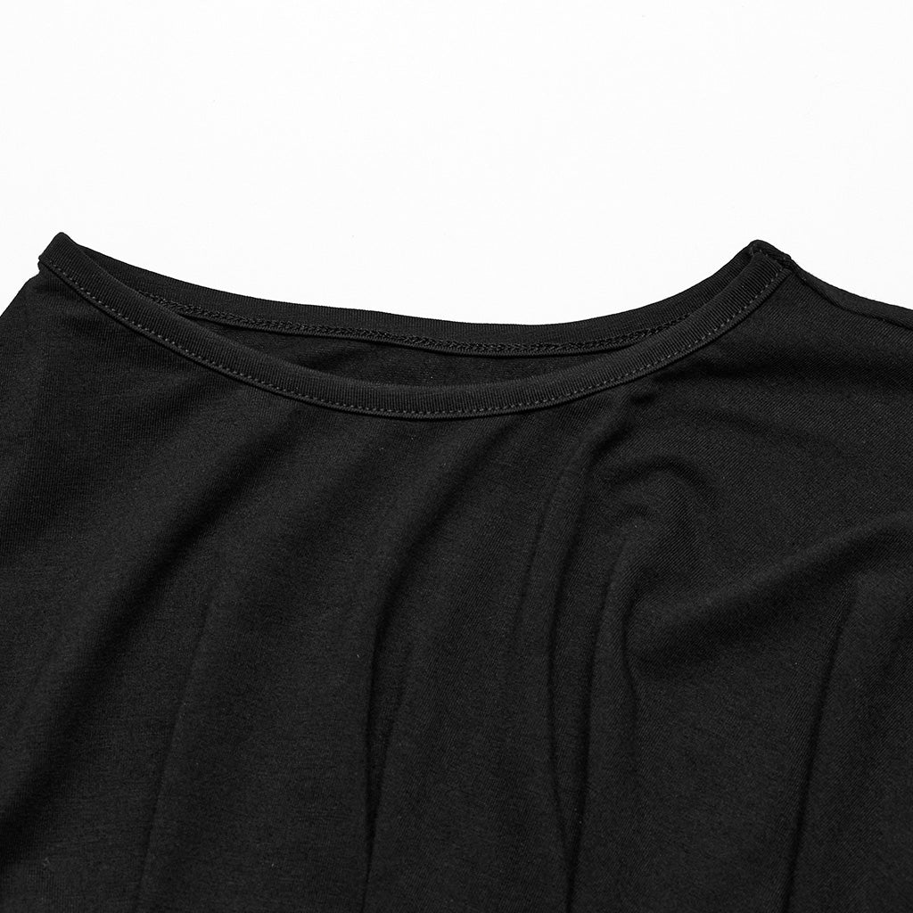 WT-820BXF black Sleeveless Mesh Collar Punk T-Shirt for Goth Style?-??Punk Rave Clothing