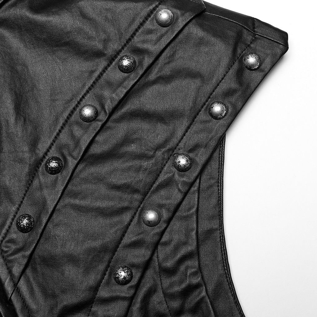 WT-824BXM Edgy Studded Mesh Punk Vest with Buckle Accents?-??Punk Rave Clothing