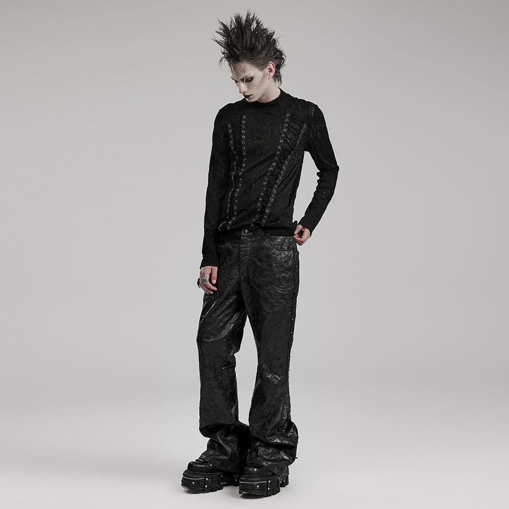WT-826TCM Edgy black Lace Eyelet Gothic Shirt Long Sleeve?-??Punk Rave Clothing