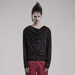 WT-827TCM Gothic Lace Drape T-Shirt Long Sleeve black Pullover