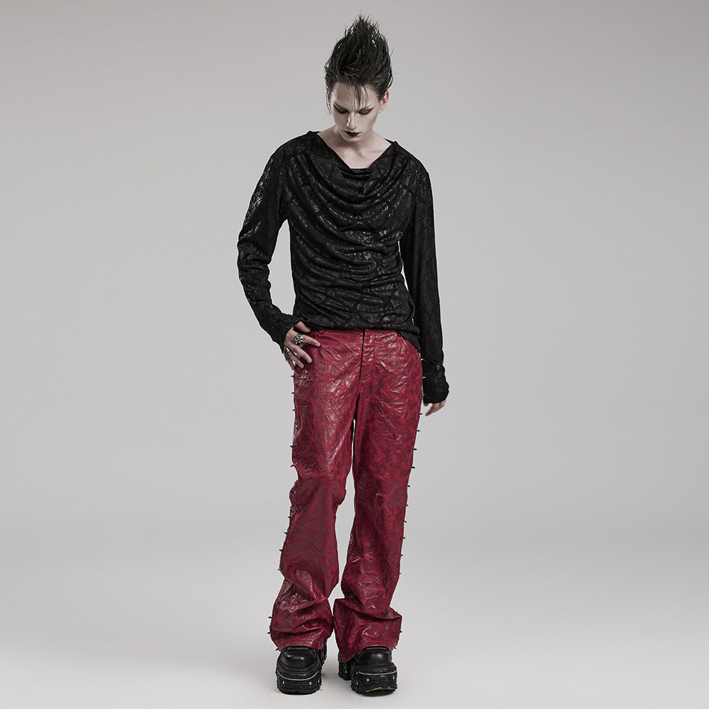 WT-827TCM Gothic Lace Drape T-Shirt Long Sleeve black Pullover?-??Punk Rave Clothing