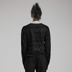 WT-831TCM Mens Gothic Lace Textured Long Sleeve T-Shirt