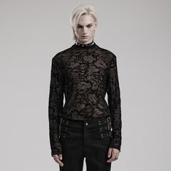 WT-834TCM Gothic Sheer Floral Mesh Long Sleeve T-Shirt