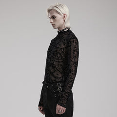 WT-834TCM Gothic Sheer Floral Mesh Long Sleeve T-Shirt