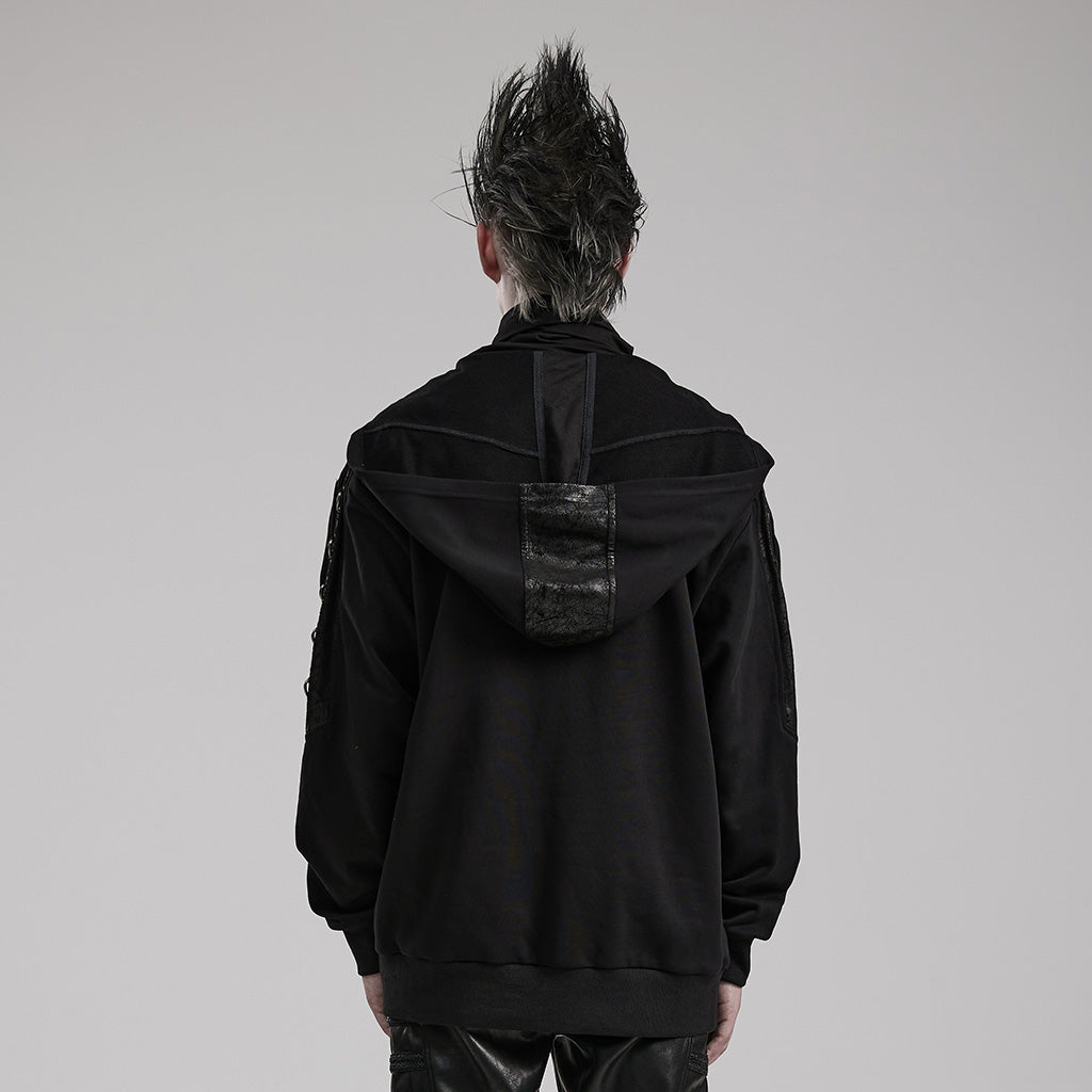WT-844WYM Gothic Hooded Punk Sweater with Ring Accents?-??Punk Rave Clothing