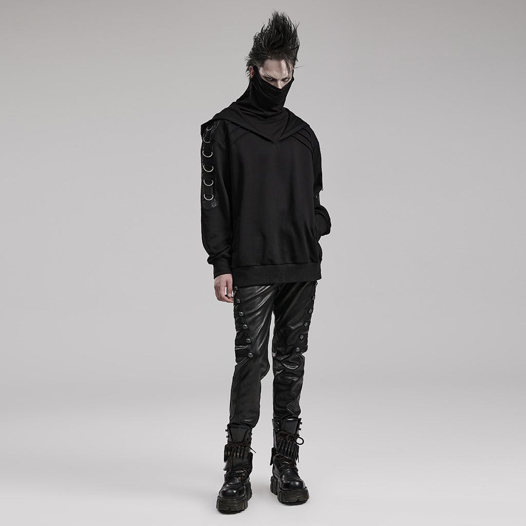 WT-844WYM Gothic Hooded Punk Sweater with Ring Accents?-??Punk Rave Clothing