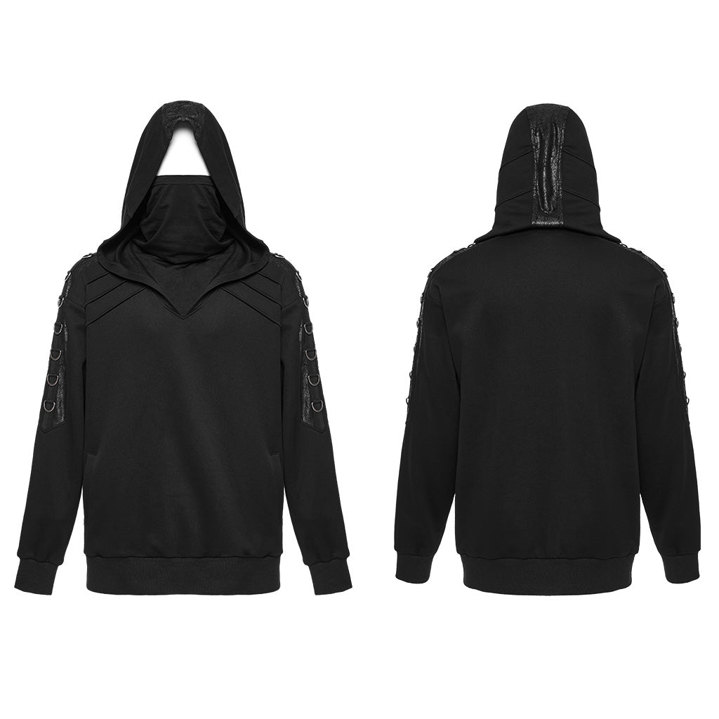 WT-844WYM Gothic Hooded Punk Sweater with Ring Accents?-??Punk Rave Clothing