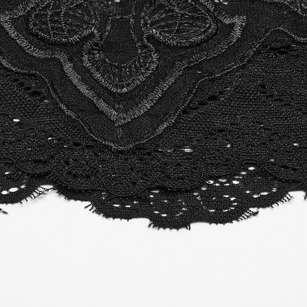 WT-847BXF Sleeveless Gothic Lace Crop Top Floral Patterned Design?-??Punk Rave Clothing