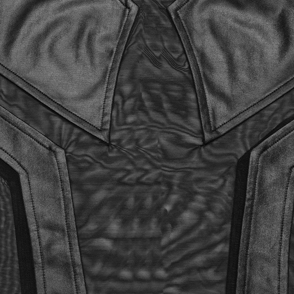 WT-848BXF Edgy Mesh Harness Gothic Punk Crop Top Shirt?-??Punk Rave Clothing