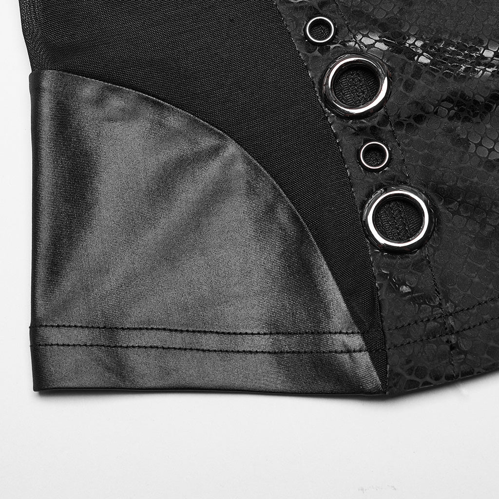WT-849BXF Gothic Mesh Sleeveless Top with Metallic Rivet Details?-??Punk Rave Clothing