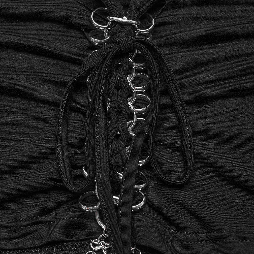 WT-852TDF Edgy Gothic Chain Halter Punk T-Shirt Cropped Top?-??Punk Rave Clothing
