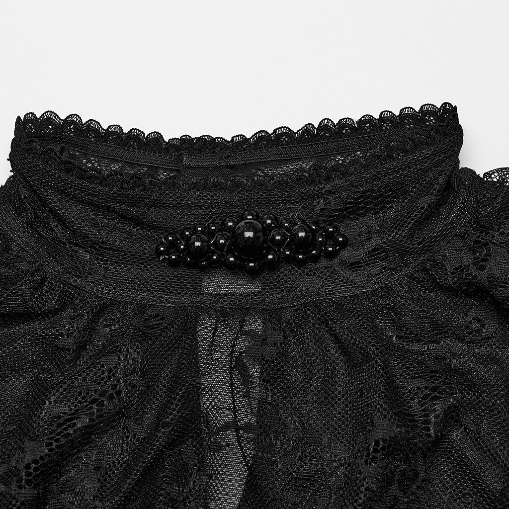 WT-854TCF Victorian Lace Gothic Shirt Sheer Ruffled Long Sleeves?-??Punk Rave Clothing