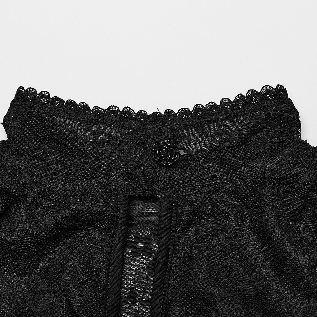 WT-854TCF Victorian Lace Gothic Shirt Sheer Ruffled Long Sleeves?-??Punk Rave Clothing