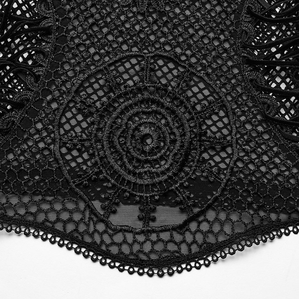WT-858DDF Gothic Mesh Lace Tank Top With Intricate Mandala Design?-??Punk Rave Clothing